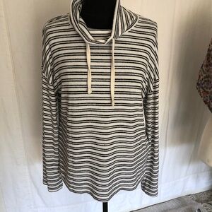 Lucky Brand Sweater Women's Striped Long Sleeve Cowl Neck Pullover Medium